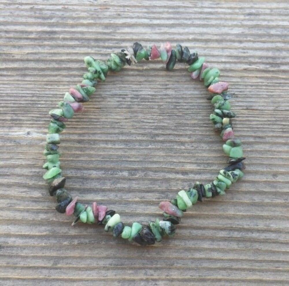 Ruby in Fuchsite Chip Bracelet Natural Dragon Stone Stretch 7"